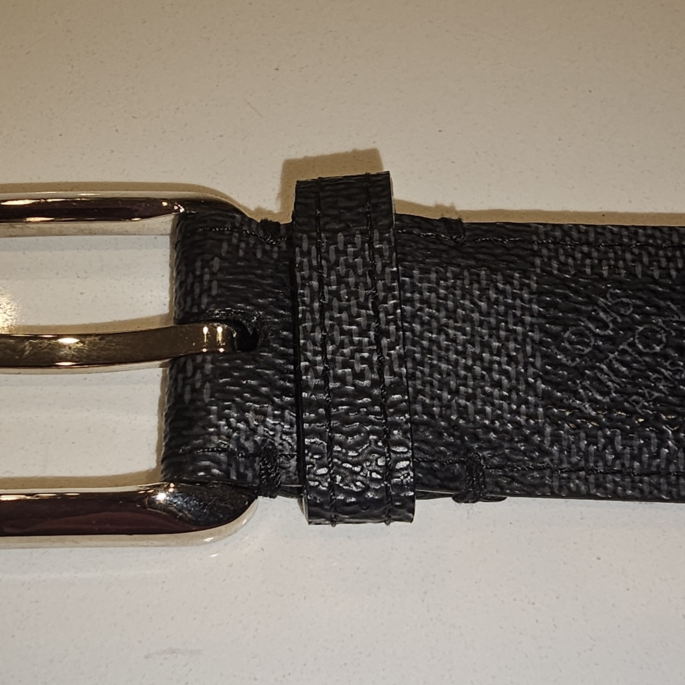 Men's Louis Vuitton Black Textured Leather Belt with Silver Buckle